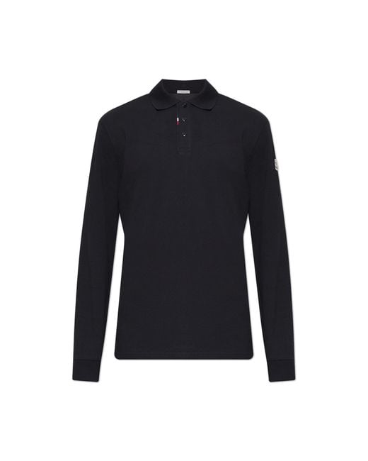 Moncler Blue Polo Shirt With Logo Patch for men