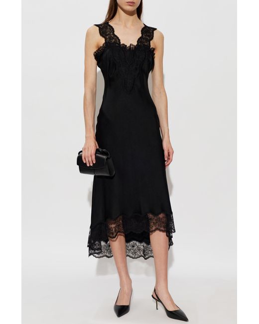McQueen Black Dress With Lace Inserts