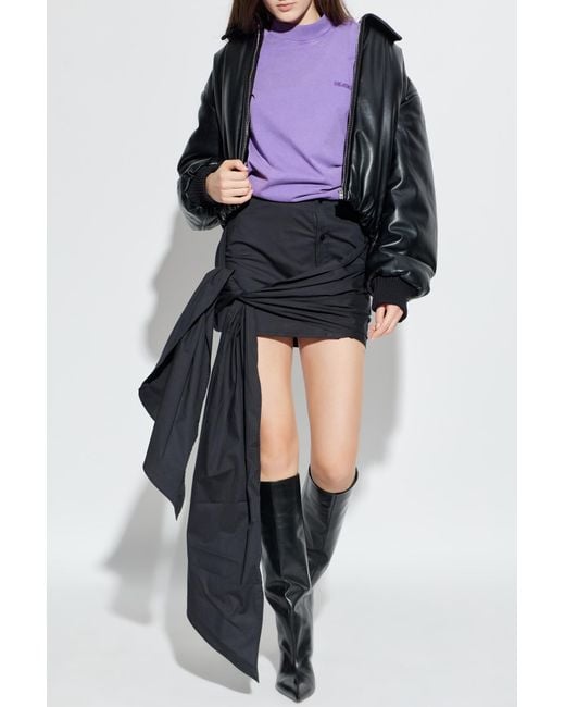 The Attico Black Skirt With A Shirt Motif
