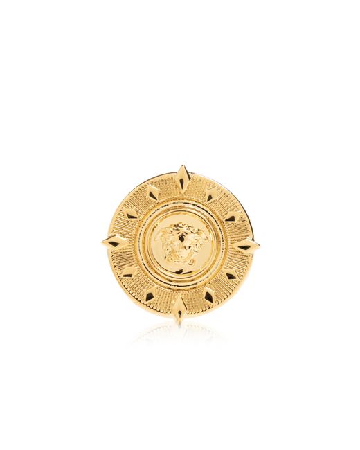 Versace Metallic Signet Ring With Medusa Head