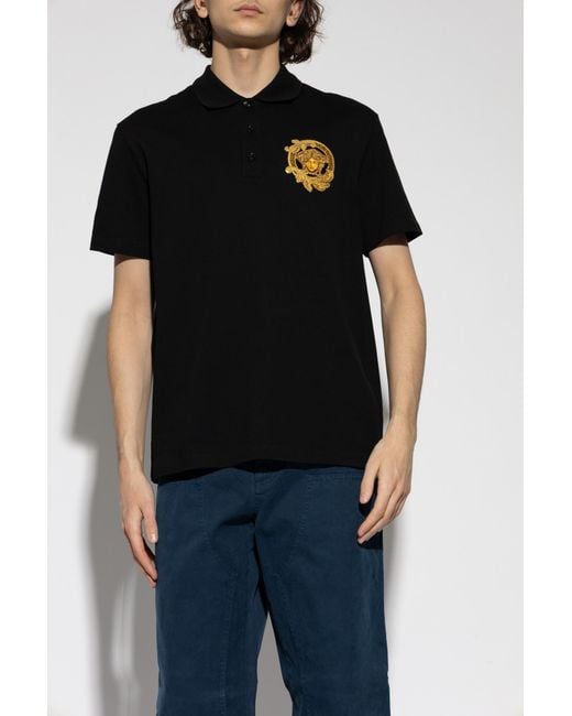 Versace Blue Polo With Patch for men