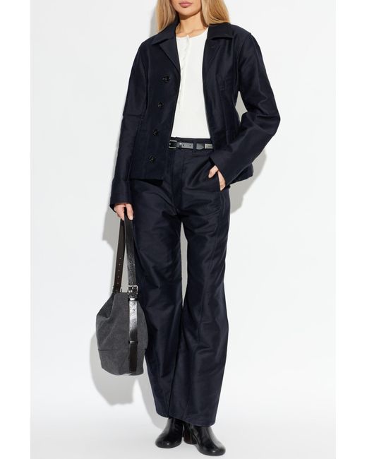 Lemaire Blue Ribbed Fitted Top