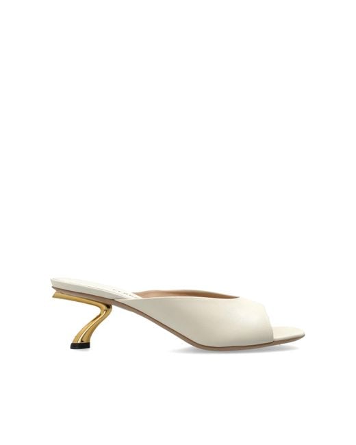 Ferragamo Natural Heeled Mules "Igea"