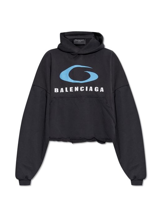 Balenciaga Black Oversized Vintage Effect Hoodie