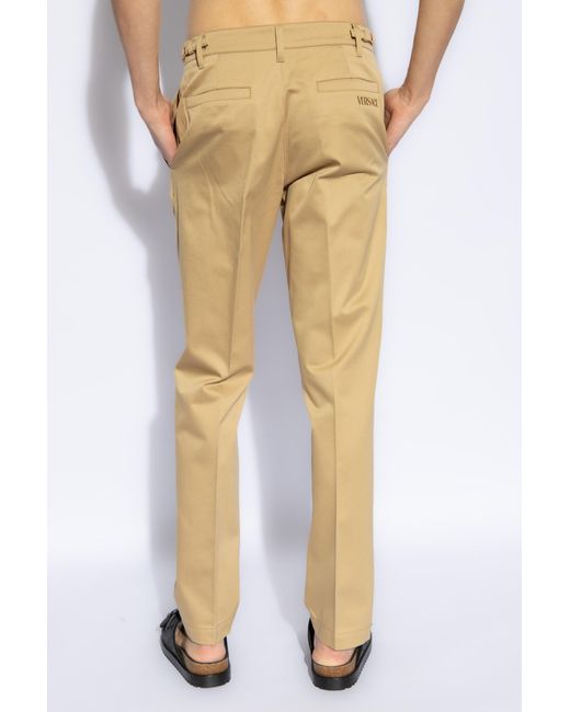 Versace Natural Pleat-front Trousers, for men