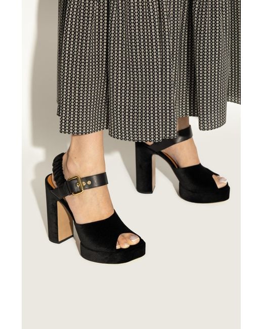 Chloé Black Platform Sandals `aria`,