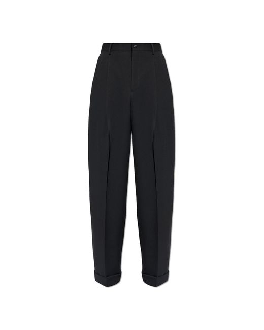 Dolce & Gabbana Black Dolce & Gabbana Creased Trousers With Rolled-Up Legs for men