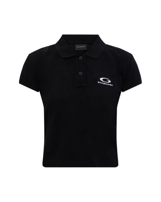 Balenciaga Black Polo With Embroidered Logo