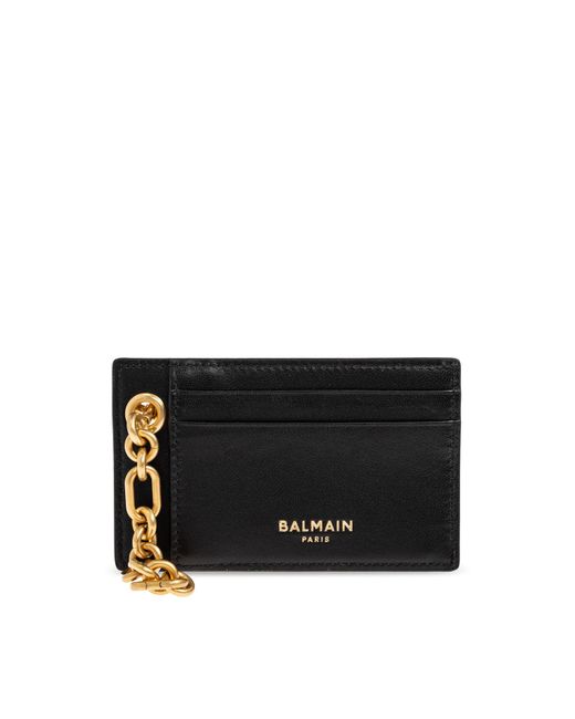 Balmain Black Card Holder With Chain for men