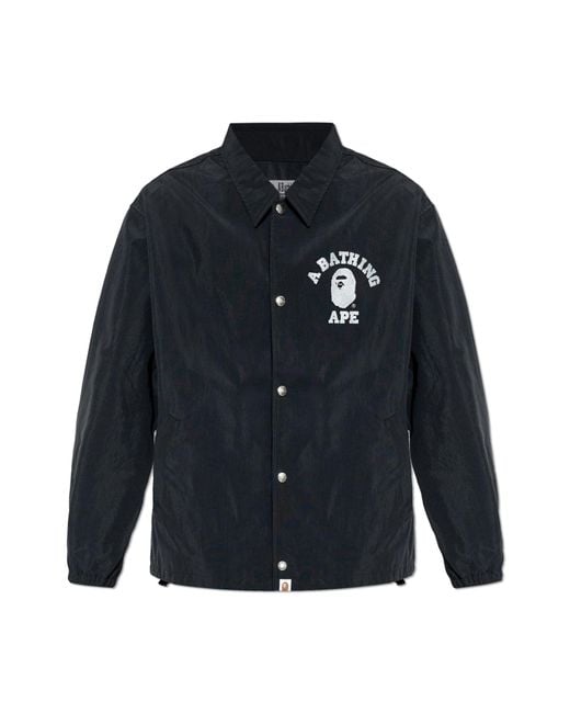 A Bathing Ape Blue Jacket With Logo for men
