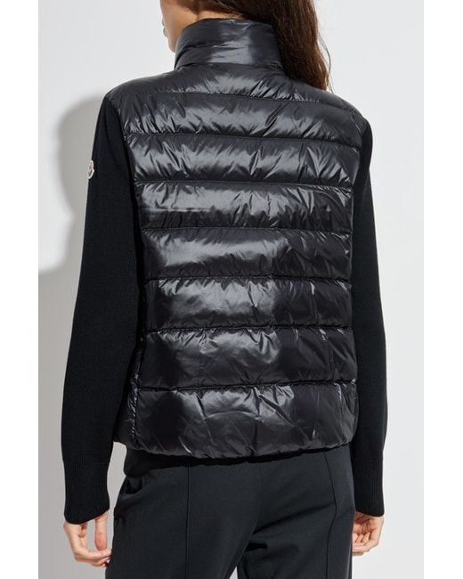 Moncler Black Quilted Down Cardigan