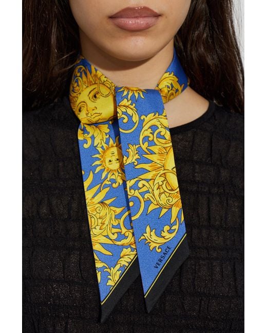 Versace Blue Silk Scarf