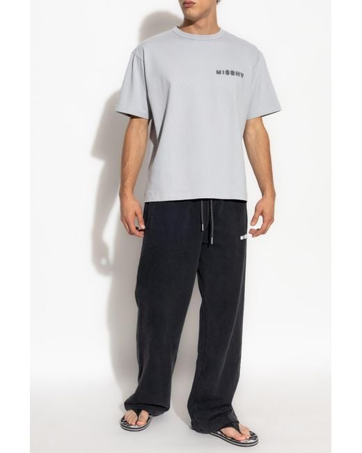 M I S B H V Gray T-shirt With Logo, for men