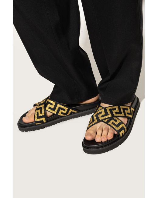 Versace Black Slides With Logo for men