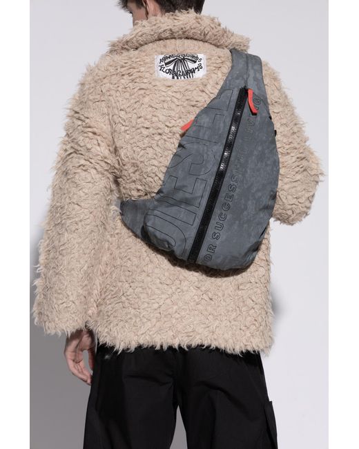 DIESEL Gray One-Shoulder Backpack 'Zip-D Sling Bag' for men