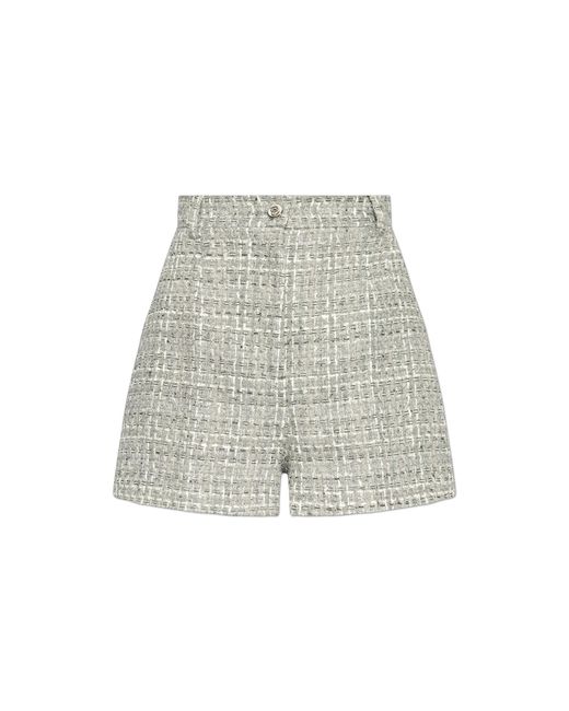 Dolce & Gabbana White Tweed Shorts With Lurex Thread