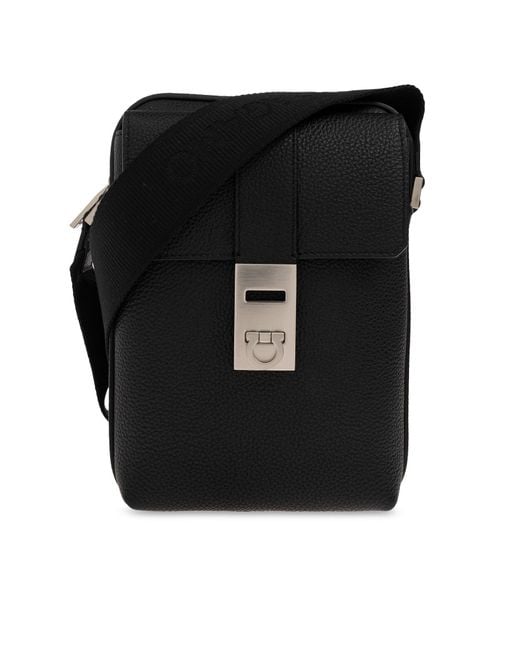 Ferragamo Black Leather Bag 'Twins' for men