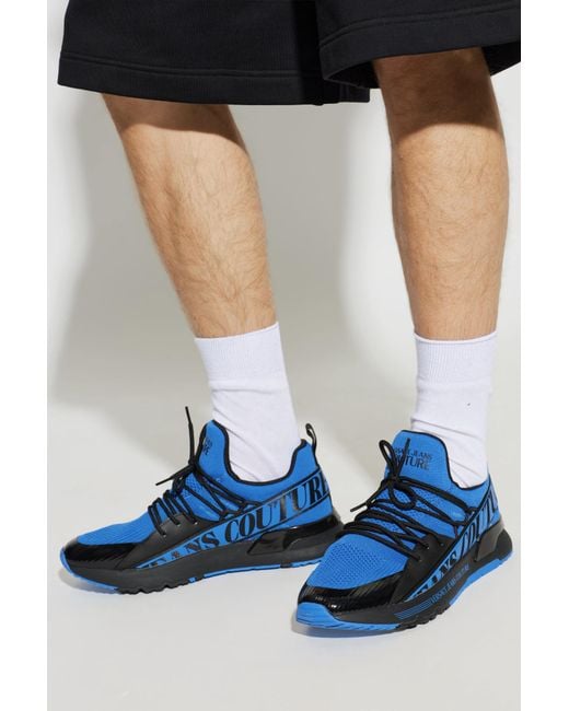 Versace Jeans Couture Blue Sports Shoes With Printed Logo for men