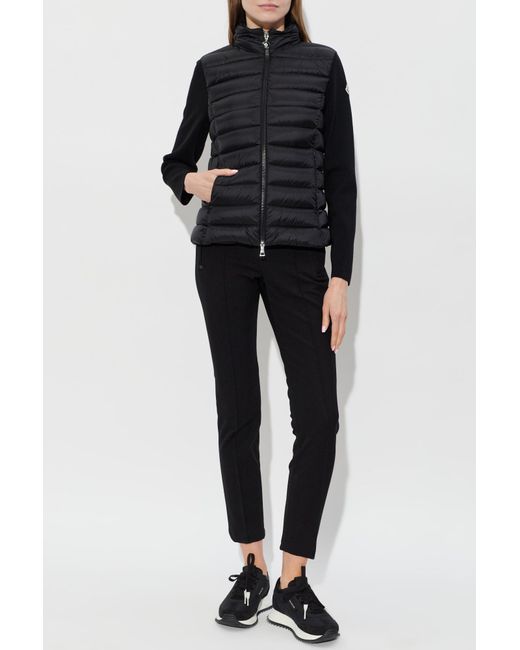 Moncler Black Cardigan With Quilted Front