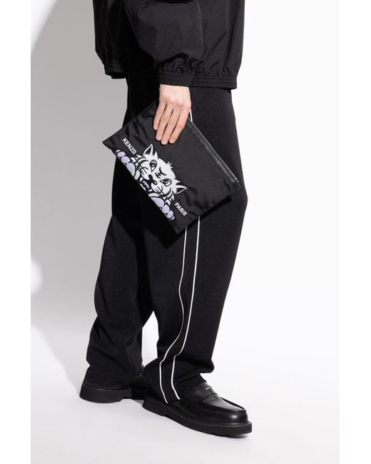 KENZO Black Handbag With Tiger Head Motif for men