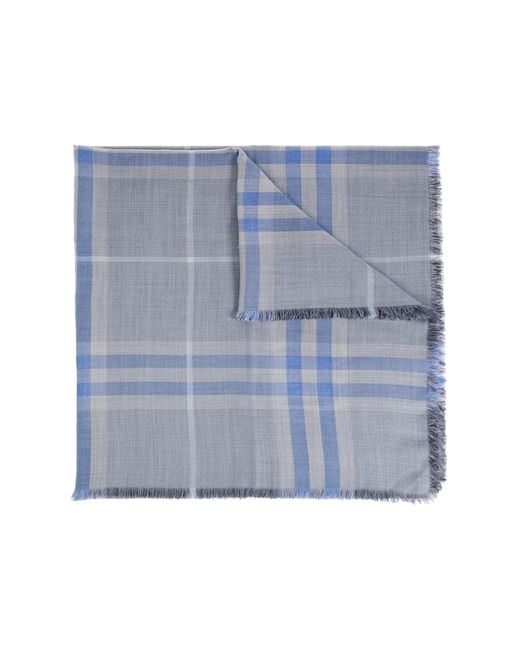 Burberry Blue Scarf With Raw Edge Finish