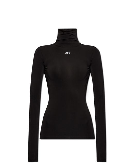 Off-White c/o Virgil Abloh Black Fitted Top With Stand-Up Collar