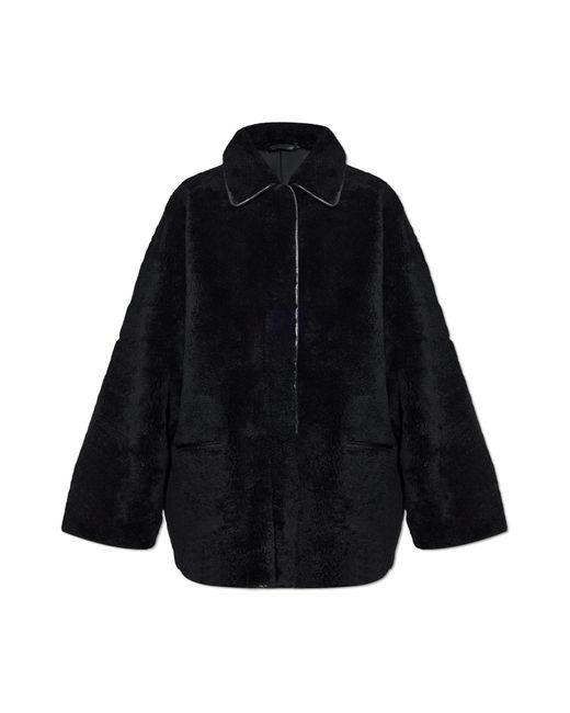 Totême  Blue Shearling Coat With Pockets,