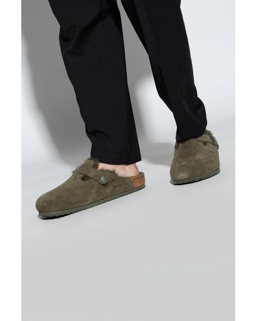 Birkenstock Green 'Boston Vl' Slides for men