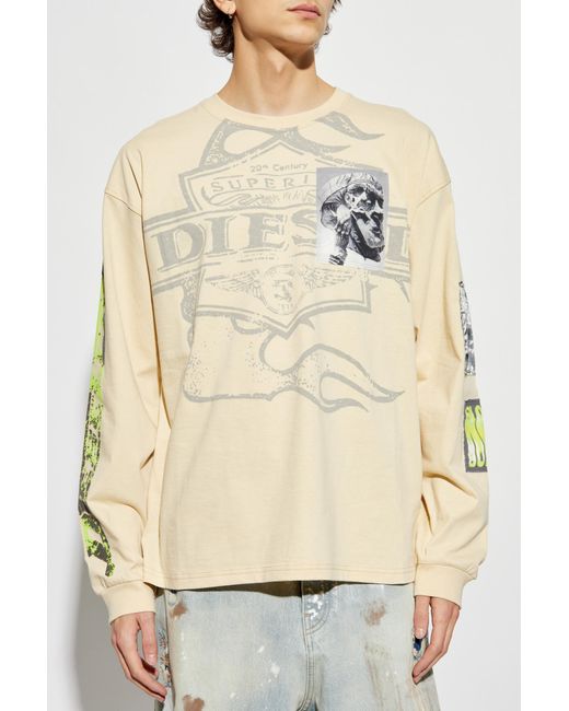 DIESEL Natural T-Shirt T-Boxt-Ls-Slits-R5 for men