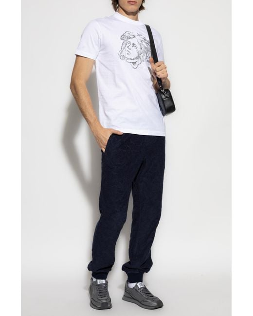 Versace White T-Shirt With Shimmering Sequins for men