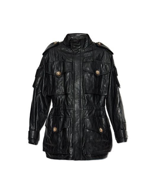 Balmain Black Lambskin Leather Jacket