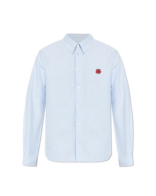 KENZO Blue Shirt With Patch for men