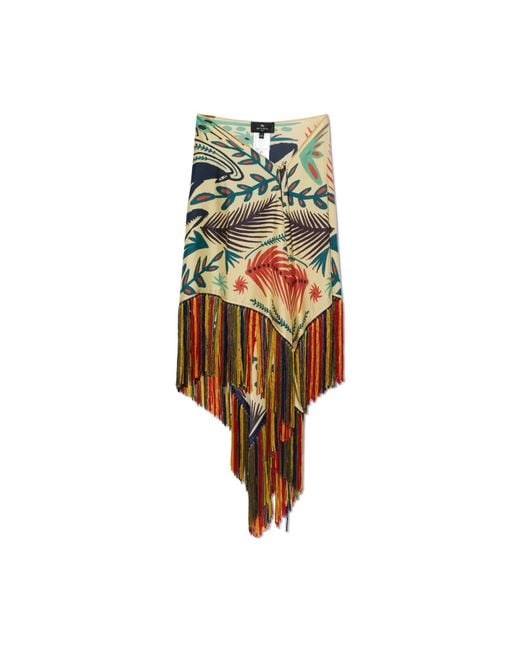 Etro Multicolor Silk Skirt With Fringes