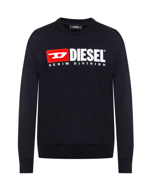 DIESEL Black Division Crew Sweatshirt for men