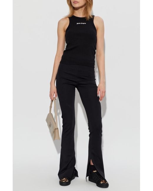 Palm Angels Black Ribbed Fitted Top