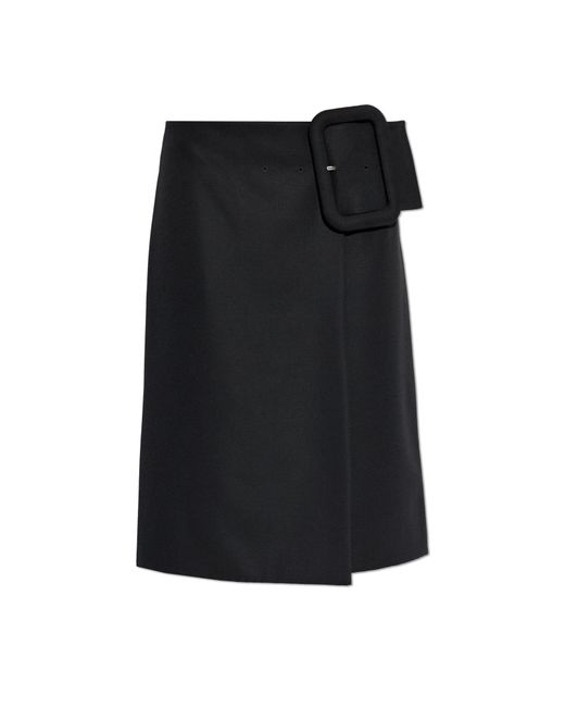 AMI Black Wool Skirt With Decorative Belt