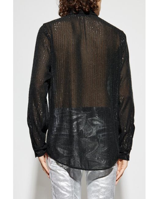 DSquared² Black Sequin Transparent Shirt for men
