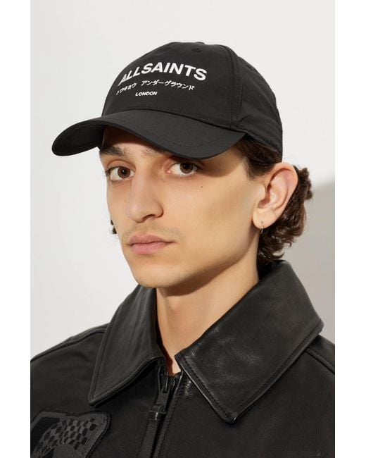 AllSaints Black Baseball Cap "Undergrnd" for men