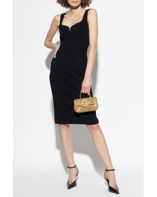 Versace Black Fitted Dress With Spaghetti Straps