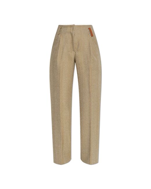 Forte_forte Natural Herringbone Pattern Trousers