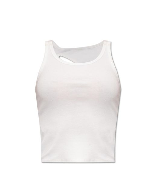 MM6 by Maison Martin Margiela White Cropped Top With Opening,