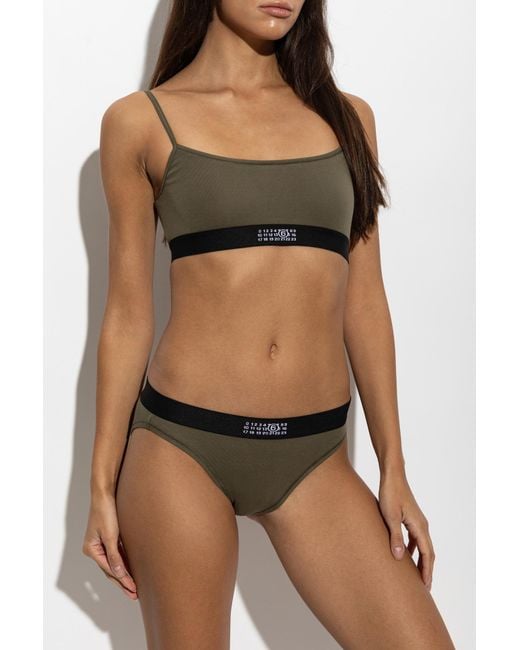MM6 by Maison Margiela Black Logo Bra