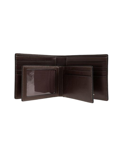 COACH Brown Leather Wallet With Logo for men