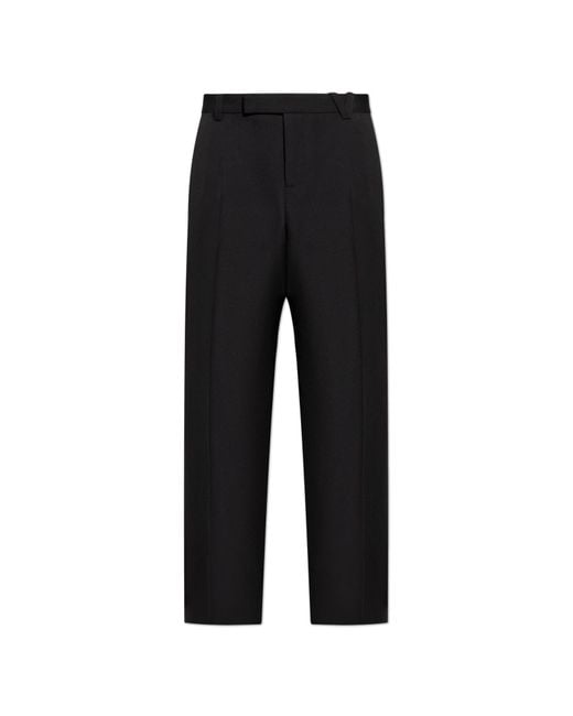 Versace Black Wool Crease Trousers for men