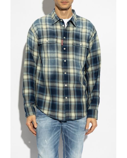 DSquared² Blue Shirt With Check Pattern for men