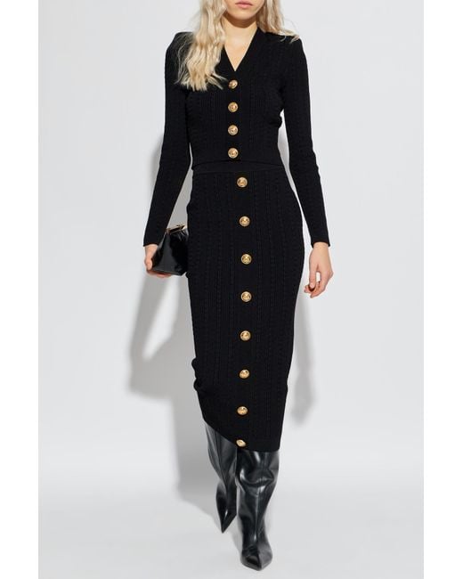 Balmain Black Skirt With Buttons