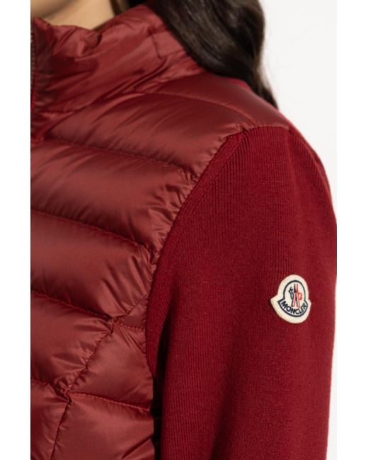Moncler Red Cardigan With Down Insert