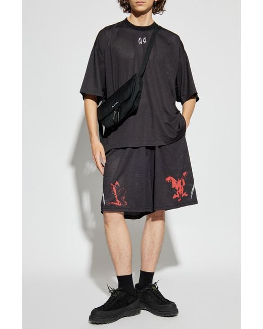 44 Label Group Black Perforated Shorts for men