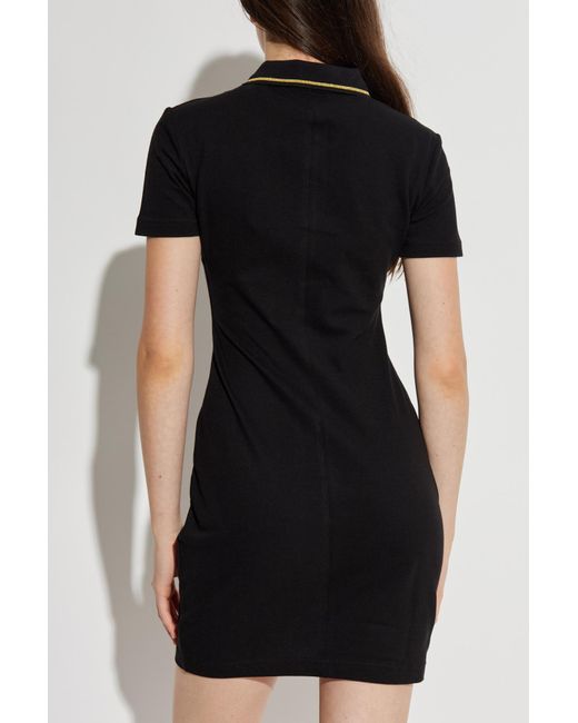 Versace Jeans Couture Black Polo Dress With Embroidered Logo