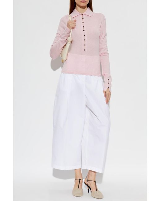 Jacquemus Pink Wool Polo 'Merino' With Long Sleeves